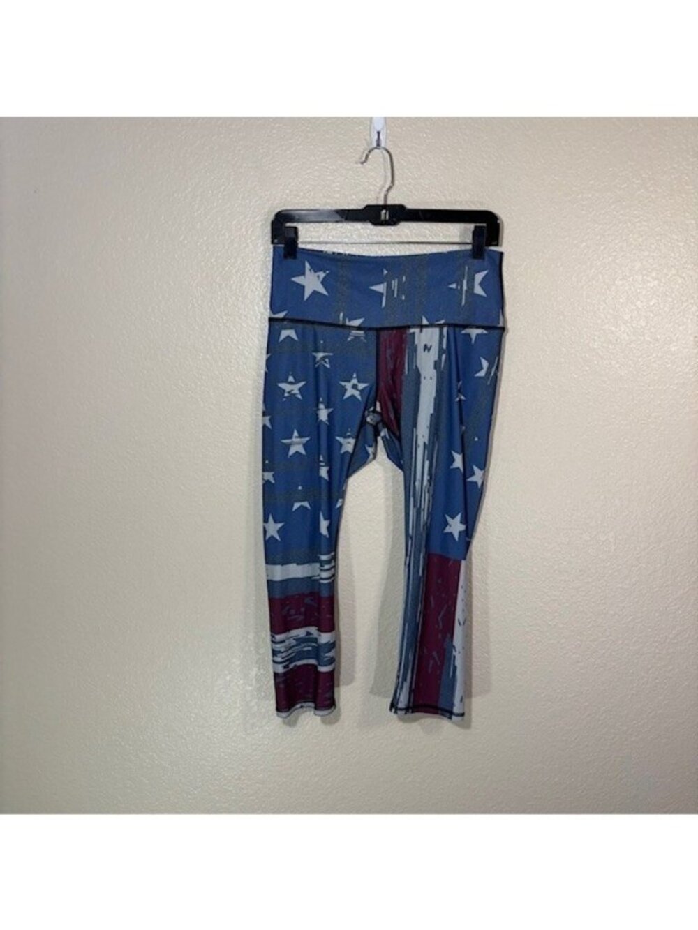 Yoga Democracy Leggings Womens Large Cropped American Flag Gym